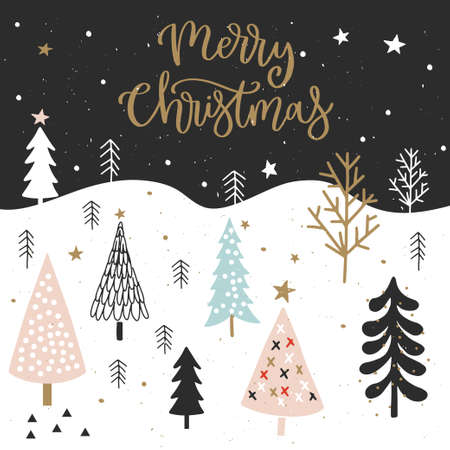 Christmas card with calligraphy for invitationのイラスト素材