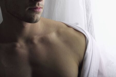 strength body. Close-up breast photo.の写真素材