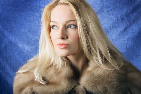 Beautiful woman. Winter fashion & makeup. Photo.の写真素材