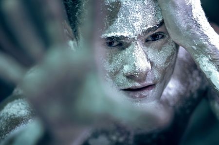 Problem of drugs. The person using cocaine. の写真素材