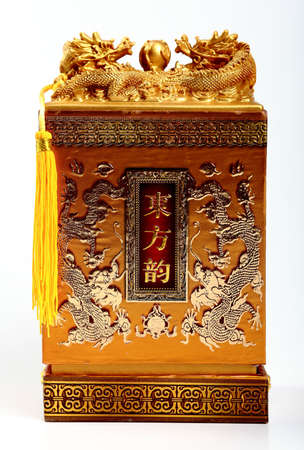 A small Chinese chest isolated on whiteの写真素材