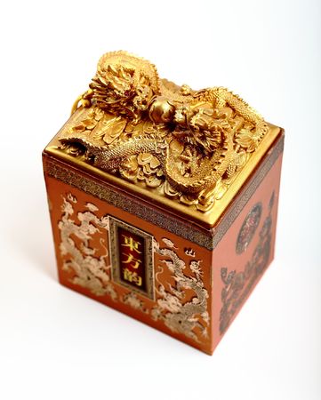 A small Chinese chest isolated on whiteの写真素材