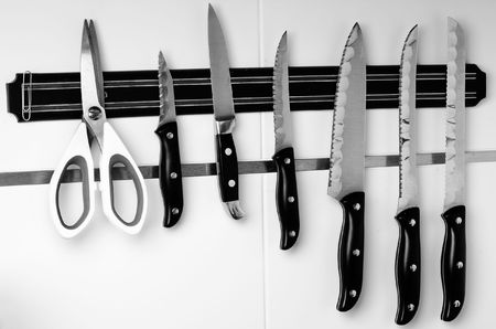 Set of knifes isolated on white backgroundの写真素材