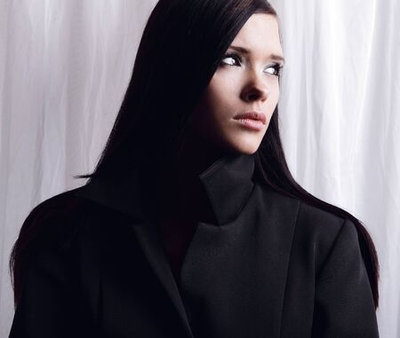 Young attractive girl on white backgroundの写真素材