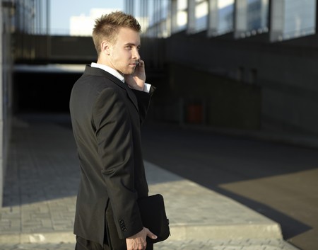 Businessman with phoneの写真素材