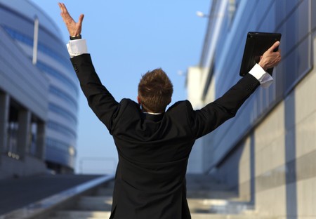 Freedom - Business man - arms outstretchedの写真素材