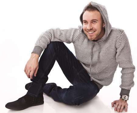 Elegant young handsome man  Studio fashion portrait  の写真素材