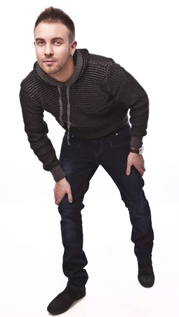 Elegant young handsome man  Studio fashion portrait  