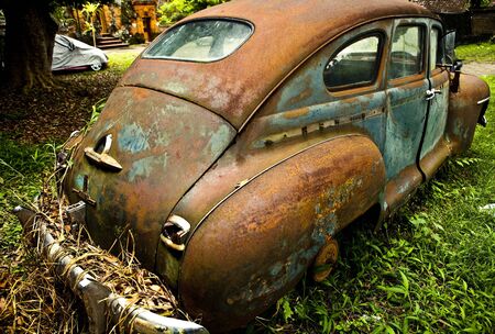 Grunge and hight rusty elements of old luxury car  Photo  の写真素材