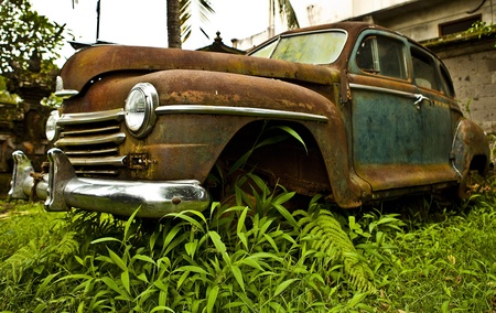 Grunge and hight rusty elements of old luxury car  Photo  
