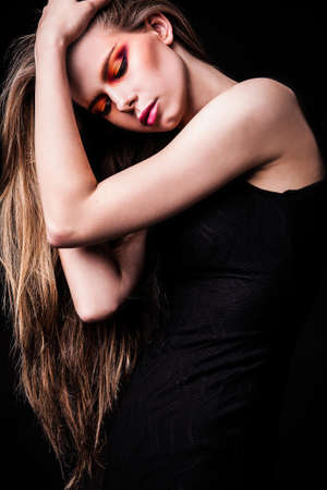 Beautiful woman in glamour evening dress の写真素材