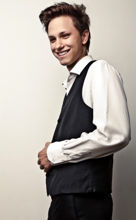 Handsome young man studio portrait  の写真素材