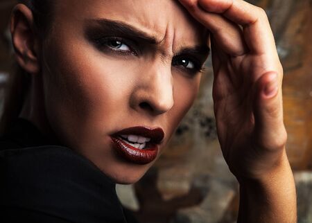 Beautiful woman dramatic portrait  Vogue style photo  の写真素材