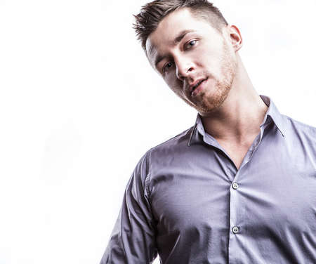 Elegant young handsome man  Studio fashion portrait  