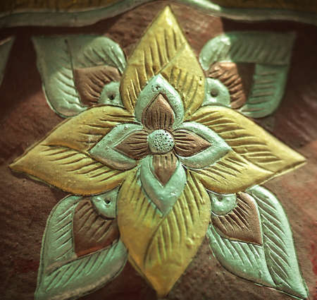 Traditional art carving on a stone の写真素材