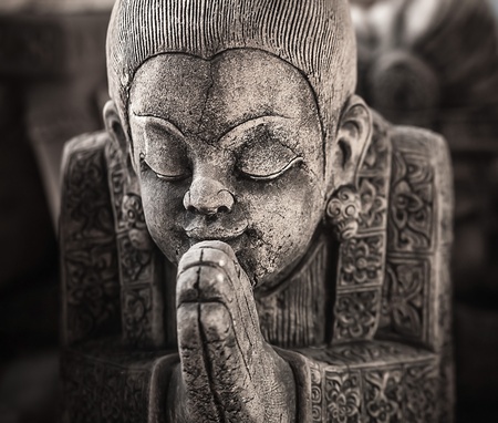 Traditional Asian statue from a stone のeditorial素材