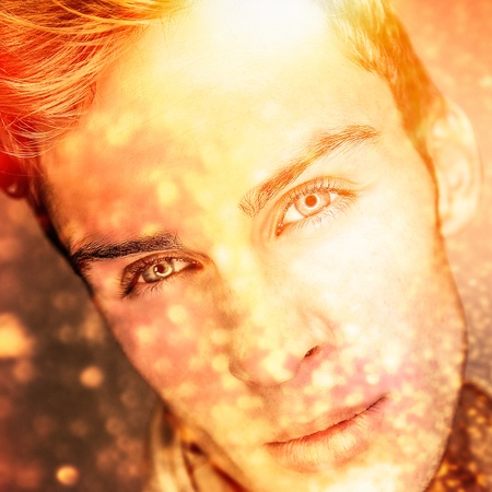 Multicolored image portrait of elegant young handsome man の写真素材
