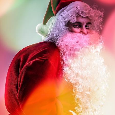 Multicolored digital painted image portrait of Santa Claus の写真素材
