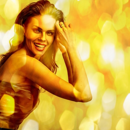 Romantic beauty woman  Multicolored pop art style photo の写真素材