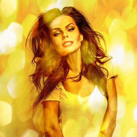 Romantic beauty woman  Multicolored pop art style photo の写真素材