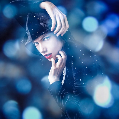Young sensual model girl  Multicolored face art surreal photo 