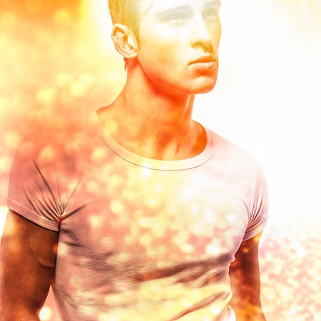 Multicolored portrait of elegant young handsome man 