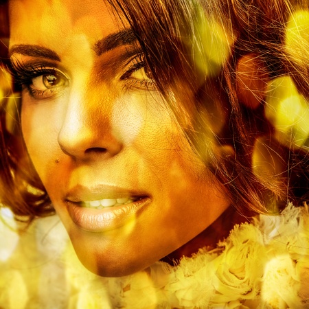 Young sensual romantic beauty woman  Multicolored photo の写真素材