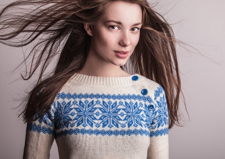 Beautiful young woman  Studio photo   の写真素材