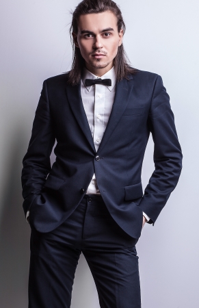 Portrait of handsome long-haired stylish man   の写真素材