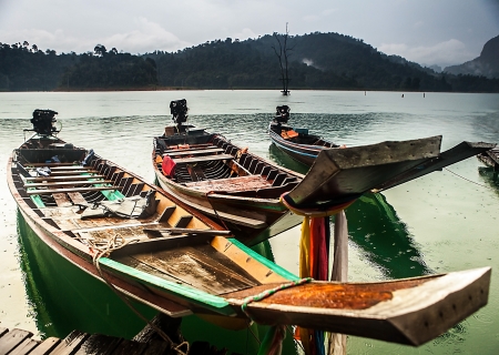 Landscape of tropical island with boat  の写真素材