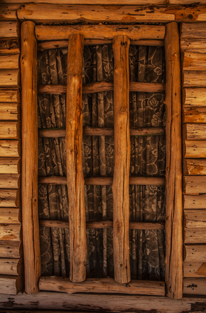 Wooden window backgroundの写真素材