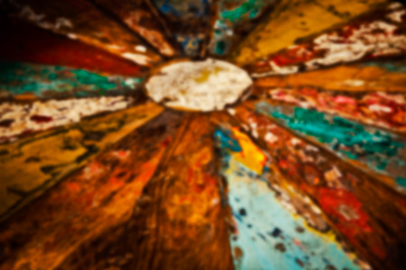 Blurred old colorfull empty rustic grunge wooden backgroud.の写真素材