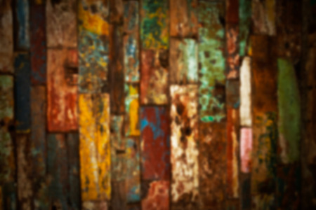 Blurred old colorfull empty rustic grunge wooden backgroud.の写真素材
