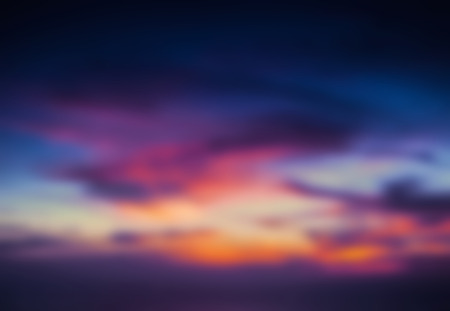 Beautiful blurred tropical view in defocus. Dramatic sunset sky.の写真素材
