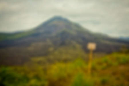 Beautiful blurred tropical view in defocus. Landscape photo with mountains  tropical trees.の写真素材