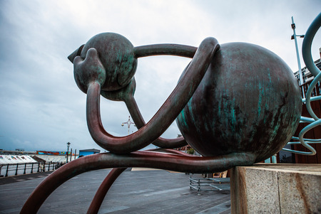 HAGUE, NETHERLANDS - AUGUST 22, 2015: Sculpture garden in Scheveningen called "SprookjesBeel den aan Zee" (Fairytale Sculptures by Sea). 23 cartoon like sculptures by American sculptor Tom Otterness.のeditorial素材