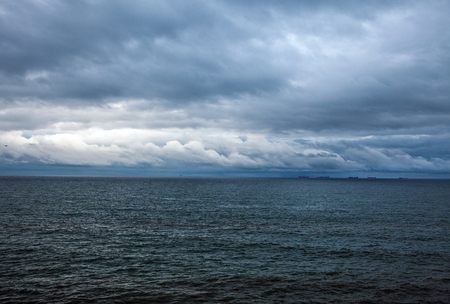 Gloomy autumn North Sea in evening as background.のeditorial素材