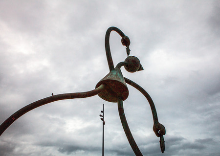 HAGUE, NETHERLANDS - AUGUST 22, 2015: Sculpture garden in Scheveningen called "SprookjesBeel den aan Zee" (Fairytale Sculptures by Sea). 23 cartoon like sculptures by American sculptor Tom Otterness.のeditorial素材