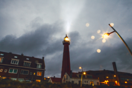 HAGUE, NETHERLANDS - OCTOBER 18: Hoge vuurtoren van IJmuiden Lighthouse. IJmuiden, The Hague, Netherlands.のeditorial素材