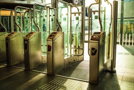 Turnstiles on station. Amsterdam.