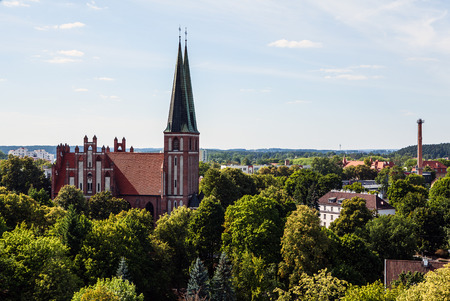 Catholic Church of Sts. Anna located in the Old Town near Pisa Warminska river in Barczewo, Olsztyn.の写真素材