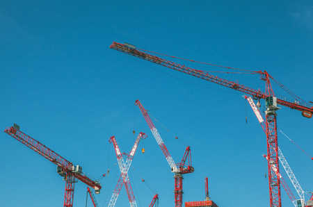 Industrial crane against beautiful sky.のeditorial素材