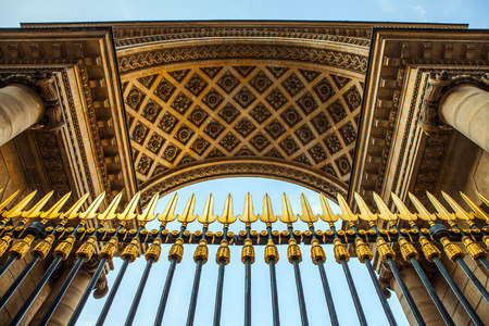 Forged speared fence. Paris - France.のeditorial素材