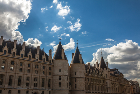 PARIS, FRANCE - AUGUST 30, 2015: The Conciergerie, located on Ile de la Cite along the river Seine in a medieval Gothic palace, is a former prison which is now a popular tourist attraction in Paris.のeditorial素材