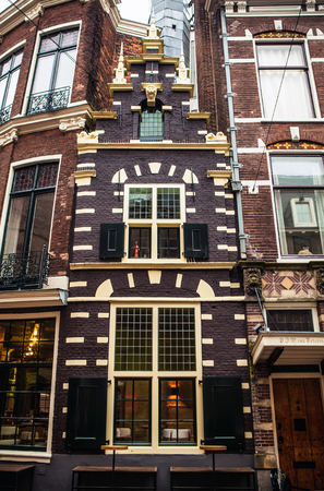 NETHERLANDS, HAARLEM - OCTOBER 26, 2015: Traditional European architecture. HAARLEM - Holland.のeditorial素材