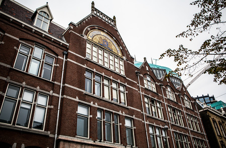 NETHERLANDS, HAARLEM - OCTOBER 26, 2015: Traditional European architecture. HAARLEM - Holland.のeditorial素材