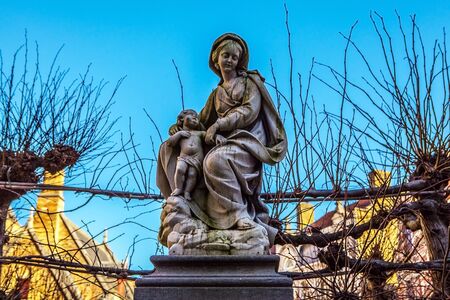 Ancient city sculptures in Bruges, Belgium.のeditorial素材