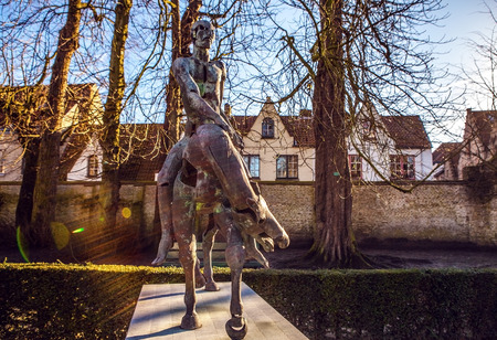 Four horsemen of Apocalypse statue in Bruges, Belgium.のeditorial素材