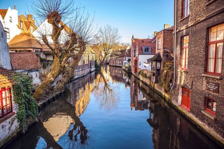 Ancient building of medieval Brugge, Belgium.のeditorial素材