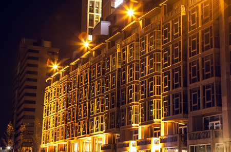 ROTTERDAM, NETHERLANDS - DECEMBER 26, 2015: Famous city sights at night time on December 26, 2015 in Rotterdam - Netherlands.のeditorial素材